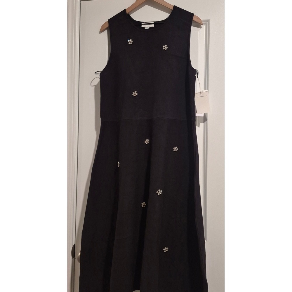 Free Assembly Women's beaded sleeveless midi sweater dress color black soot